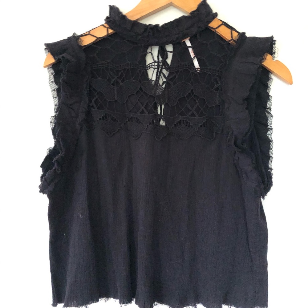 Free People Crochet Lace Gauze Crop Top